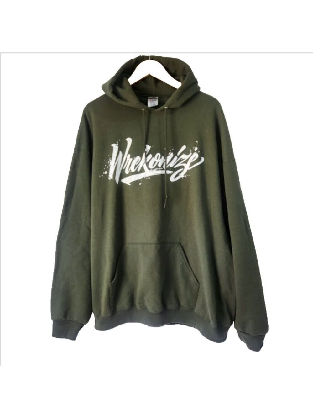 Jerzees Hoodie Sweater Graphic Print Pullover Green Pockets Men's 3XL